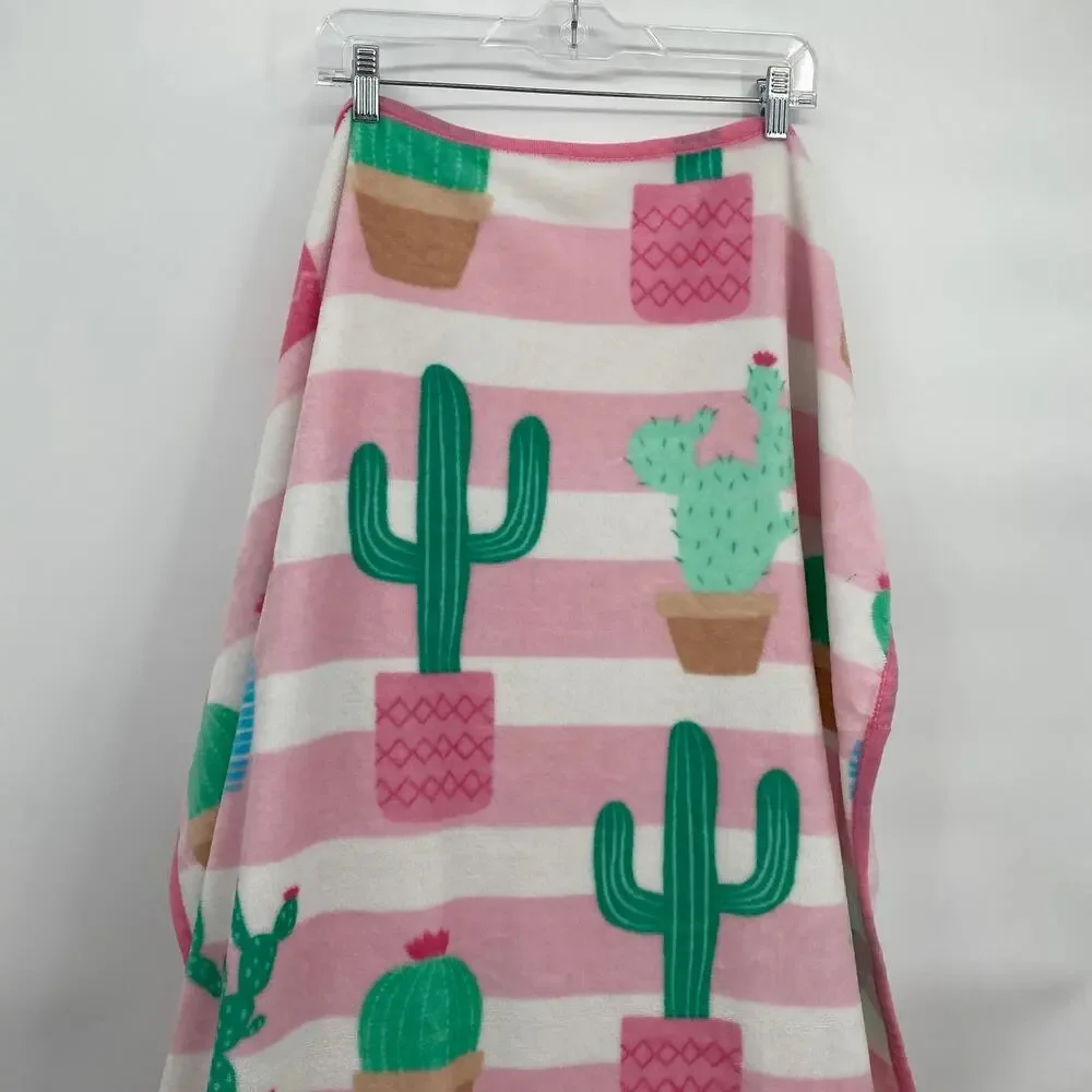 Fun Cactus Fleece Cozy Throw Blanket Saguaro